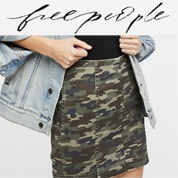 Free People Camouflage Mini Skirt - Picture 1 of 9